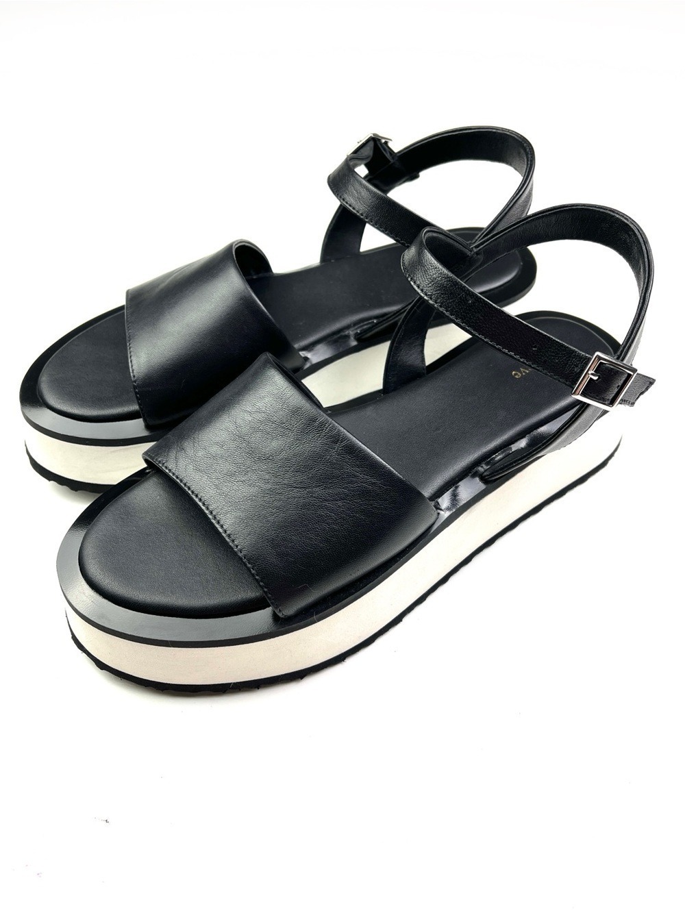 Like New Maeve Anthropologie Black Leather Platform Sandals size 7.5